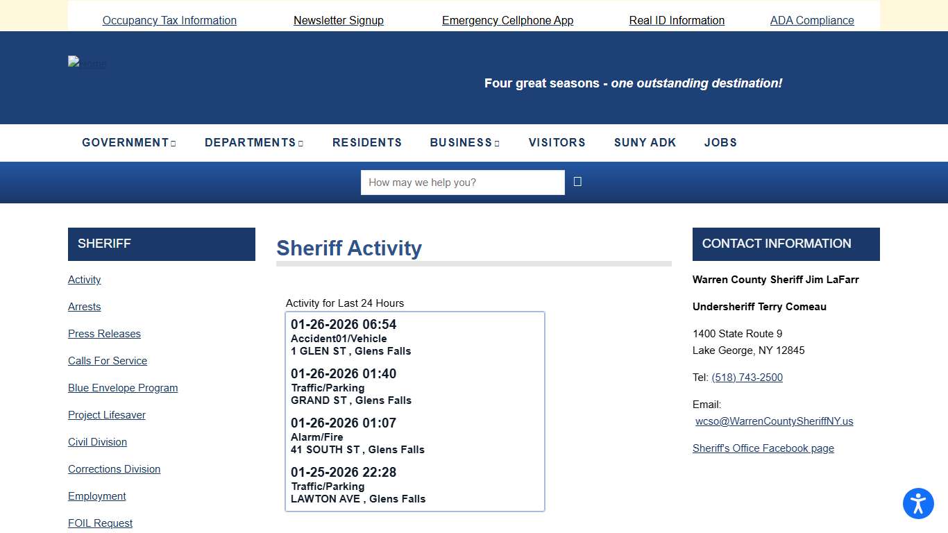 Sheriff Activity Warren County